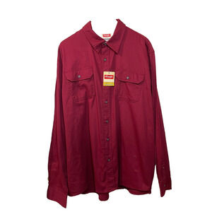 Wrangler Dress Shirt Burgundy Button Up Premium Quality Long Sleeve Shirt NWT